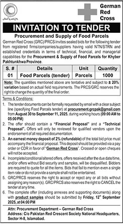 German Red Cross Islamabad Tender Notice